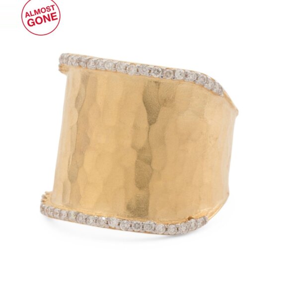 I. REISS Gold/Diamond Made In Israel 14kt Gold Diamond Gallery Ring - Picture 1 of 2